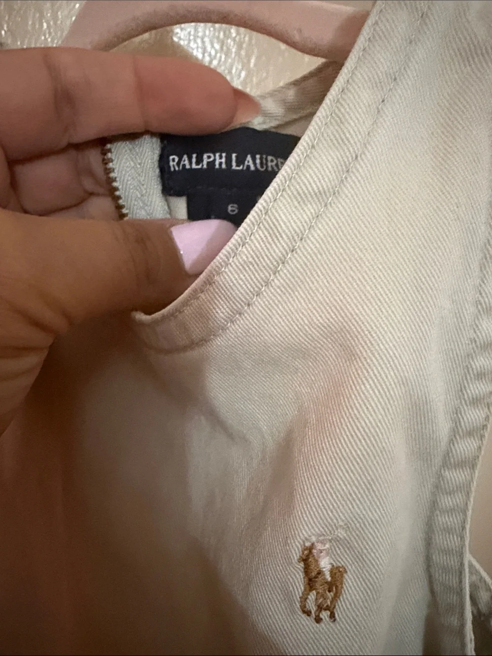 Ralph Lauren Light Beige Sleeveless Ruffle Hem Dress